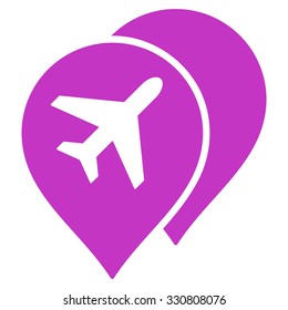 Airport Markers vector icon. Style is flat violet symbol, rounded angles, white background.