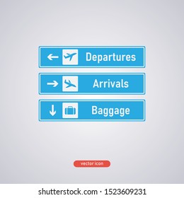Airport notation set. Departure, arrival baggage. Vector illustration.
