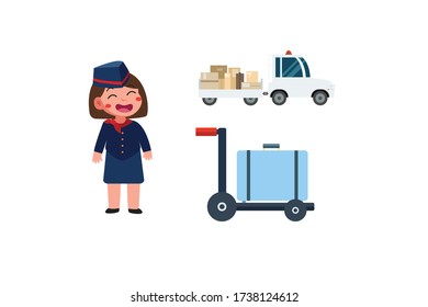 Airport Objects Vector Icon Graphic Illustration