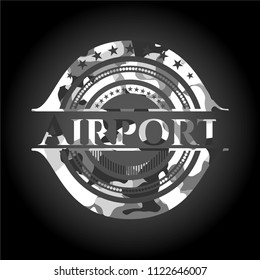 Airport on grey camouflage pattern
