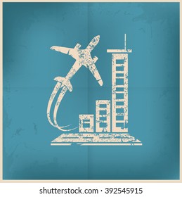 Airport on old background,grunge vector