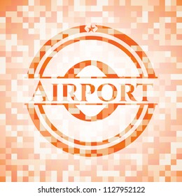 Airport orange mosaic emblem with background