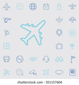 airport outline, thin, flat, digital icon set for web and mobile