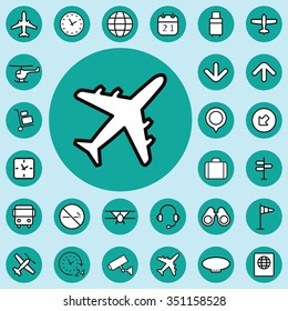 airport outline, thin, flat, digital icon set for web and mobile