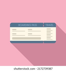 Vector plano del icono de paso del aeropuerto. Billete de avión. Vuelo aéreo