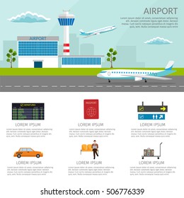 Cool Detailed Flat Vector Airport Infographic Stock Vector (Royalty ...