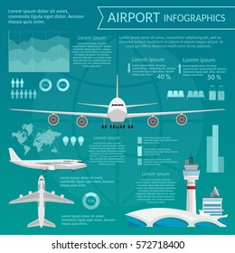 Airport Passenger Terminal And Waiting Room. International Arrival Departures Background Vector Illustration Of Airplane Infographic