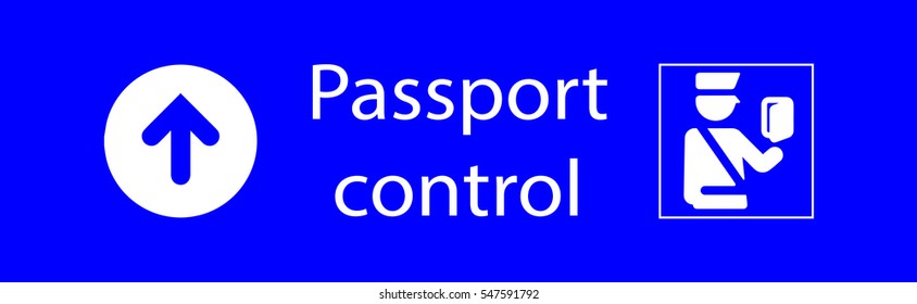 Airport passport control icon, vector illustration