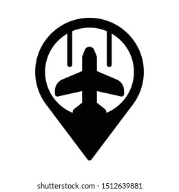 Airport pin location icon - glyph style
