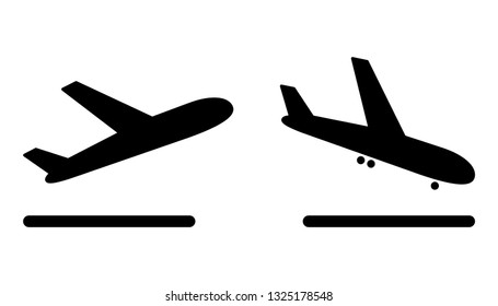 Airport Plane Arrival Departure Icons Stock Vector (Royalty Free ...