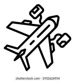 Airport plane icon. Outline airport plane vector icon for web design isolated on white background