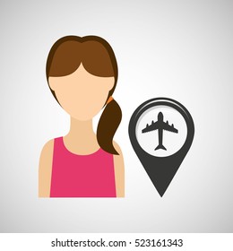 airport pointer map girl design icon vector illustration
