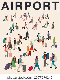 Airport poster with crowd of people