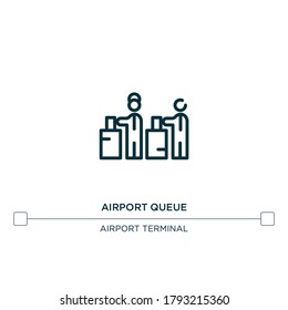 airport queue vector line icon. Simple element illustration. airport queue outline icon from airport terminal concept. Can be used for web and mobile
