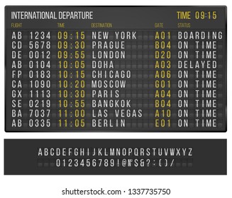 Airport or railroad  table with flip mechanical  symbols. Vector template