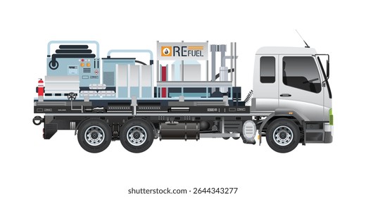 Airport Refuel Liquid Oil Tanker Petroleum truck medium trailer 3D vector Illustration