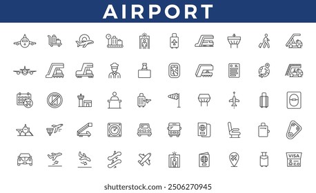 Airport related icons set. Plane icon set. Airplane icon vector. Flight transport symbol illustration