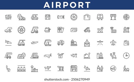 Airport related icons set. Plane icon set. Airplane icon vector. Flight transport symbol illustration