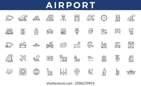 Airport related icons set. Plane icon set. Airplane icon vector. Flight transport symbol illustration