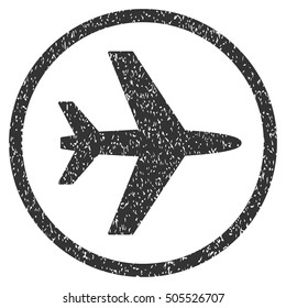 Airport rubber seal stamp watermark. Icon symbol inside rounded rectangular frame with grunge design and dust texture. Unclean vector gray ink sign on a white background.