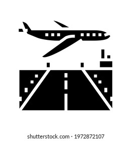 airport runway concrete glyph icon vector. airport runway concrete sign. isolated contour symbol black illustration