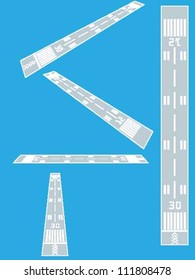 Airport Runway, Top And Perspective Views Vector