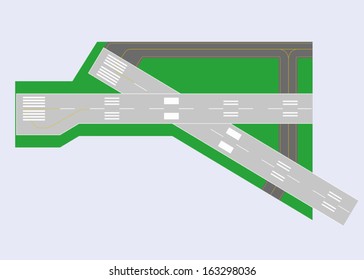 Airport runway. Top view. Vector illustration. Eps 10.