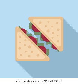 Vector plano del icono del sándwich del aeropuerto. Alimentos de la aerolínea. Comida de avión