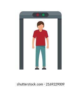 Icono de la puerta del escáner del aeropuerto. Ilustración plana del icono vectorial de la puerta del escáner del aeropuerto aislado en fondo blanco