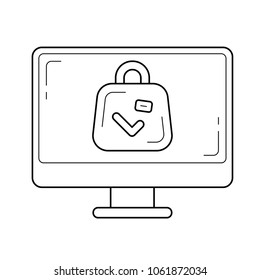 Icono de línea vectorial del escáner del aeropuerto aislado en fondo blanco. Icono de línea del escáner del aeropuerto para infografía, sitio web o aplicación. Icono diseñado en un sistema de cuadrícula.