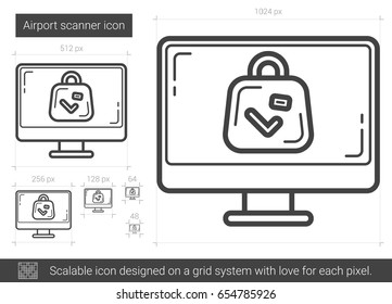 Airport scanner vector line icon isolated on white background. Airport scanner line icon for infographic, website or app. Scalable icon designed on a grid system.