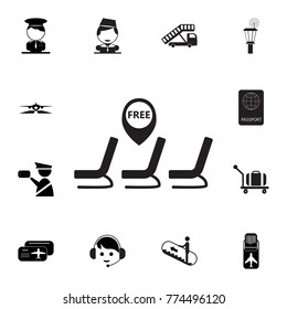 Airport Seat place, waiting area icon. Set of airport element icons. Premium quality aviation graphic design collection icons for websites, web design, mobile app on white background