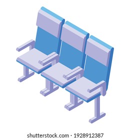 Airport seats icon. Isometric of airport seats vector icon for web design isolated on white background