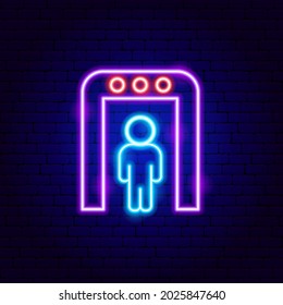 Airport Security Arc Neon Sign. Vector Illustration of Flight Promotion.