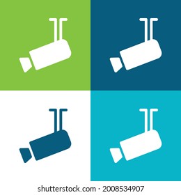 Airport Security Camera Flat four color minimal icon set