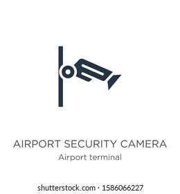 Airport security camera icon vector. Trendy flat airport security camera icon from airport terminal collection isolated on white background. Vector illustration can be used for web and mobile graphic 