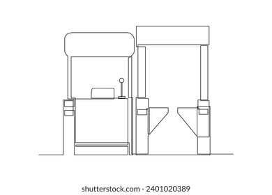 Airport security check. Transportation public area drawing by simple continuous line. Vector, transportation minimalist concept.
