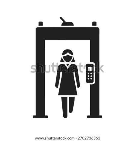 Airport security checkpoint with metal detector for passenger screening and safety