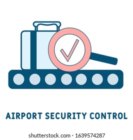 Airport security control concept icon. Successful baggage check thin line illustration. Vector isolated outline drawing. 