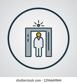 Airport security icon colored line symbol. Premium quality isolated metal detector element in trendy style.