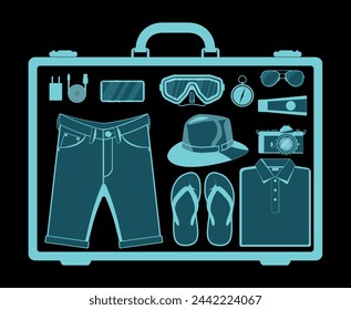 Airport Security Scanner Icon. Conveyor Belt With Passenger Luggage. Baggage Carousel Scan Isolated On White. Package X-ray Baggage. Security, Logistic And Delivery. Cartoon Flat Vector Illustration