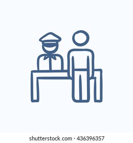 Airport security vector sketch icon isolated on background. Hand drawn Airport security icon. Airport security sketch icon for infographic, website or app.