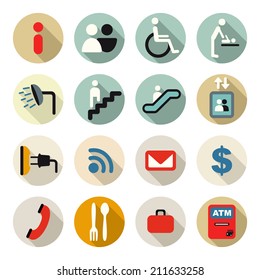 Airport services icon set
