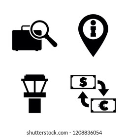 Airport Services. Simple Related Vector Icons Set for Video, Mobile Apps, Web Sites, Print Projects and Your Design. Airport Services icon Black Flat Illustration on White Background.