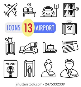 Airport. Set of airport related icons. Contains various airport related icons. EPS 10.