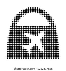 Airport shopping halftone dotted icon. Halftone array contains round dots. Vector illustration of airport shopping icon on a white background.