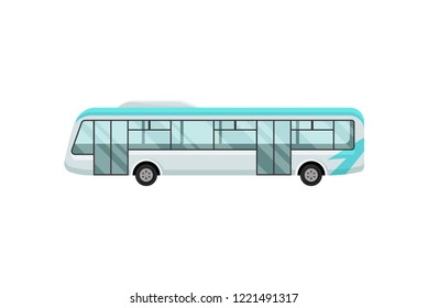 Airport Shuttle Bus. Large Comfortable Vehicle For Passengers. Transportation Theme. Flat Vector For Mobile App Or Web Site