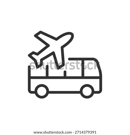 Airport shuttle bus, linear icon. Passenger transport for terminal transfer. Line with editable stroke.