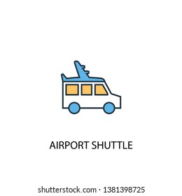 airport shuttle concept 2 colored line icon. Simple yellow and blue element illustration. airport shuttle concept outline symbol design