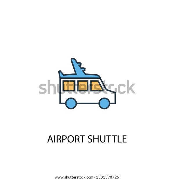 airport shuttle concept 2 colored line icon.\
Simple yellow and blue element illustration. airport shuttle\
concept outline symbol\
design